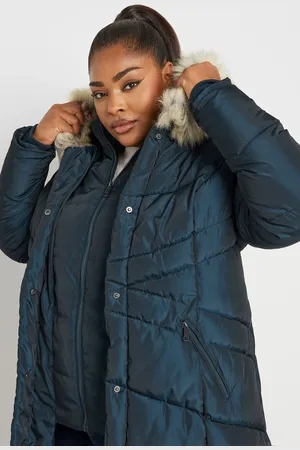 Yours Faux Fur Trim Puffer Coat