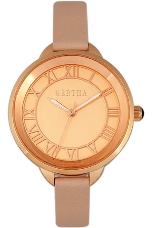 Bertha Madison Sunray Dial Leather-Band Watch