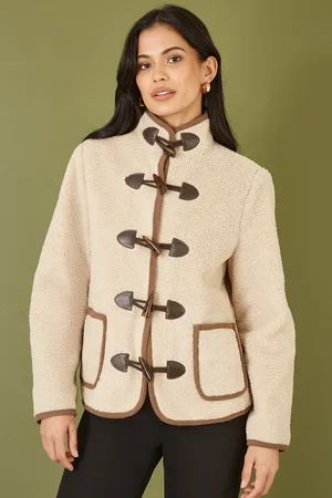 Yumi Borg Jacket With Faux Leather Button Details