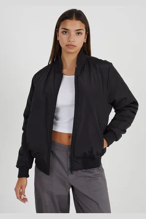 Brave Soul Ruched Sleeve Oversized Bomber Jacket