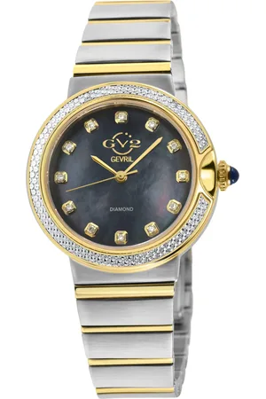 GV2 by Gevril Sorrento Diamond ,316L Stainless Steel Case, Black MOP Dial, Swiss Quartz Watch