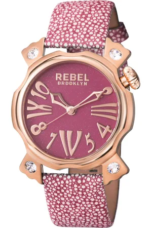 REBEL Coney Island Mauve Dial Leather Watch