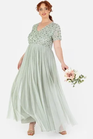 Maya Deluxe Floral Embellished Short Sleeve Maxi Dress