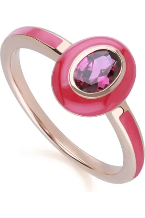 Gemondo Siberian Waltz Enamel & Oval Rhodolite Ring in Rose Gold Plated Sterling Silver