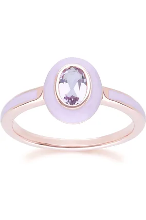 Gemondo Siberian Waltz Violet Enamel & Amethyst Ring In 18ct Rose Gold Plated Sterling Silver