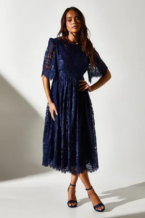 Coast Petite Lace Short Sleeve Midi Dress