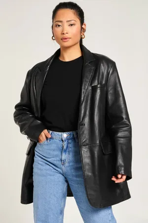 Barneys Originals Oversized Leather Blazer
