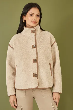 Yumi Borg High Neck Jacket With Faux Leather Trims
