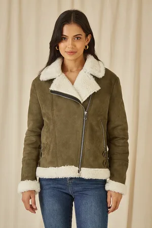 Yumi Faux Suede And Shearling Biker Jacket