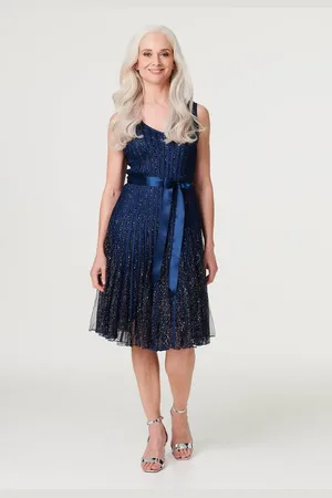 Izabel London Sequin Sleeveless Tie Waist Dress