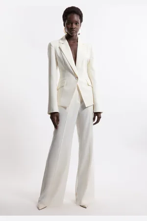 Karen Millen Tailored Crepe Seam Detail Straight Leg Trousers
