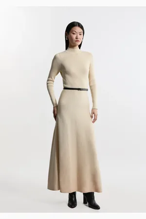 Karen Millen Viscose Blend Rib Knit Belted Midi Dress
