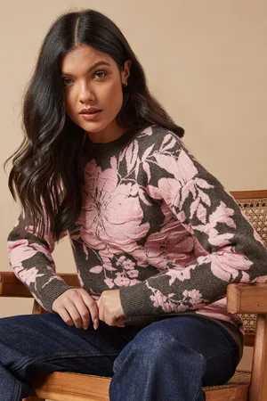 Oasis Floral Jacquard Crew Neck Jumper