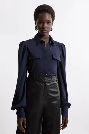 Karen Millen Georgette Crepe Collared Woven Shirt