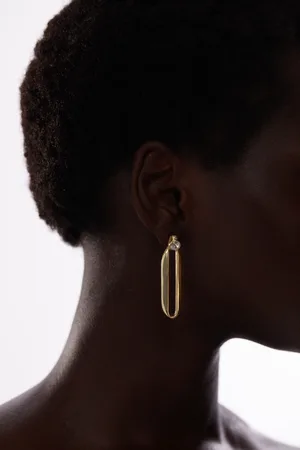 Karen Millen Hand Set European Crystal Ellipse Drop Earrings