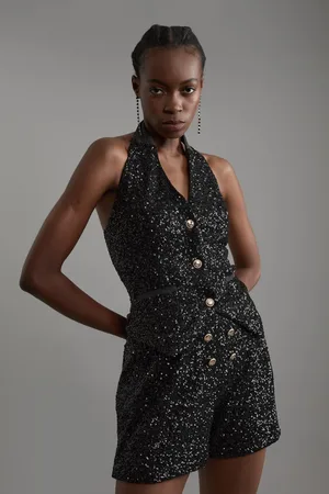 Karen Millen Sequin Tailored Mini Shorts