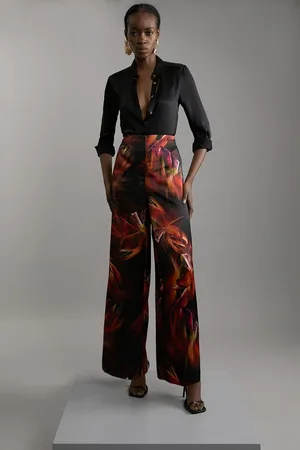 Karen Millen Heavy Satin Woven Trouser