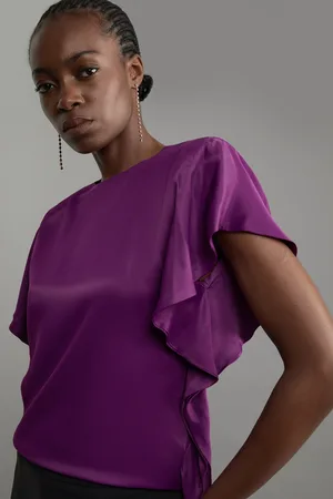 Karen Millen Satin Draped Sleeve Woven Top