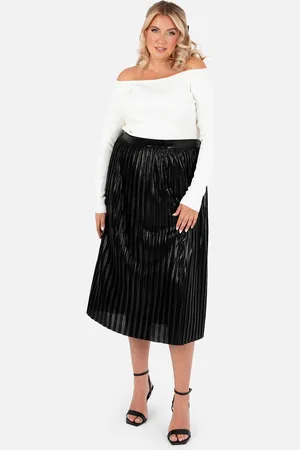 Lovedrobe Metallic Pleated Midi Skirt