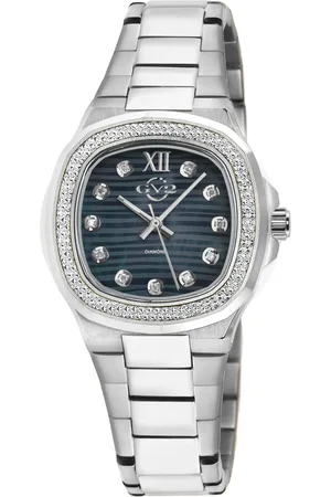 GV2 by Gevril Potente Swiss Quartz Diamonds Black MOP dial, 316L Stainless Steel Diamond Watch