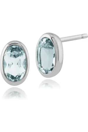 Gemondo Classic Oval Aquamarine Stud Earrings in 9ct White Gold 6x4mm