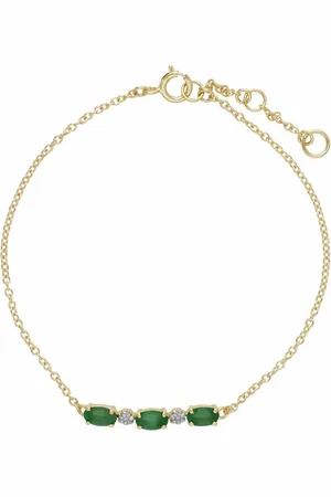 Gemondo Classic Style Oval Emerald & Diamond Bracelet in 9ct Yellow Gold