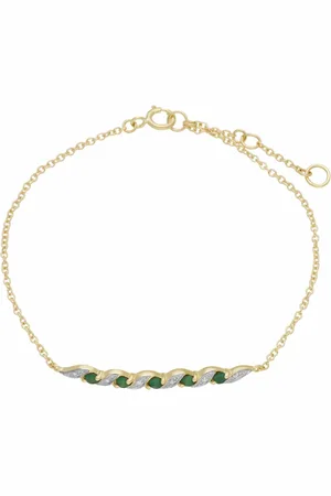 Gemondo Classic Style Emerald & Diamond Spiral Bracelet in 9ct Yellow Gold