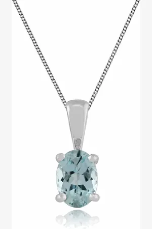 Gemondo Classic Oval Aquamarine Pendant Necklace in 9ct White Gold