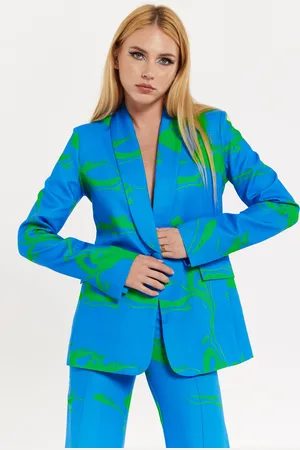 House of Holland Marble Print Blazer in And Green