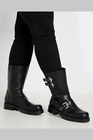 Yours Extra Wide Fit Biker Calf Boots
