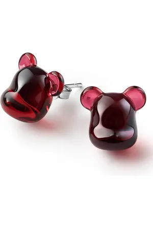 Baccarat BearBrick Stud Earrings, Silver and Crystal, Pair 2814124