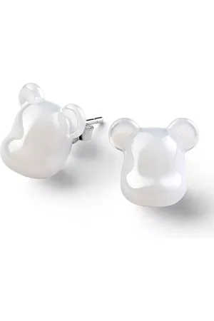 Baccarat BearBrick Stud Earrings, Silver and Crystal, Pair 2814122