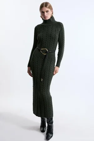 Karen Millen Cable Knit Funnel Neck Maxi Dress