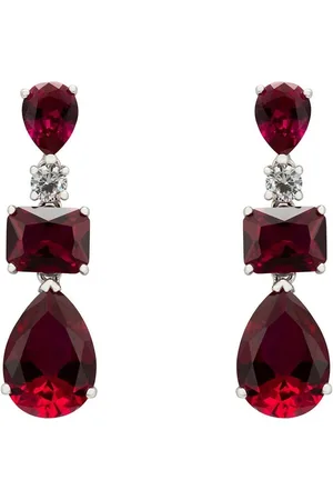 Latelita Valentina Drop Earrings Silver Ruby