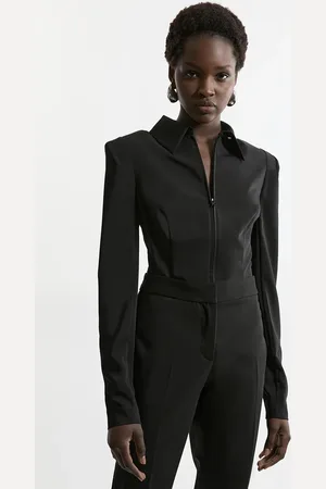 Karen Millen Compact Stretch Woven Shirt With Zip Detail