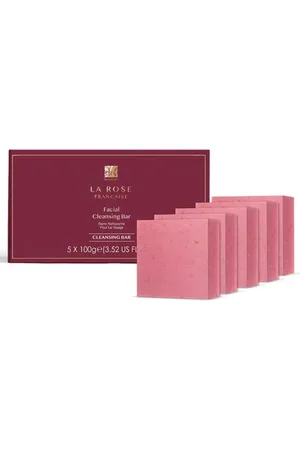 Dr. Botanicals La Rose Française Facial Cleansing Bar (Pack of 5) 100g x 5 Twin Value Savings Pack
