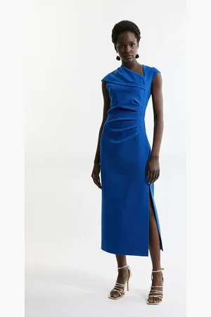 Karen Millen Structured Crepe Asymmetric Neck Midi Dress
