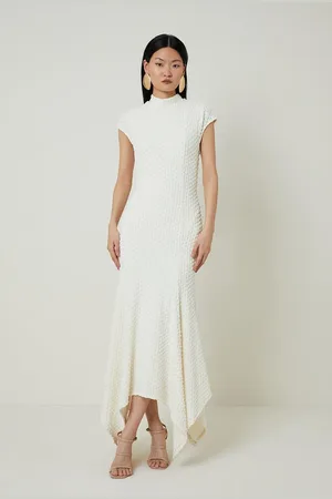 Karen Millen Textured Jersey Dramatic Hem Maxi Dress