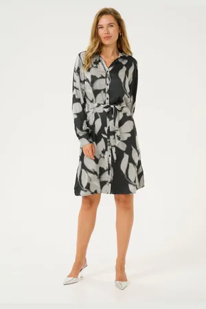 Cream Cromma Long Sleeve Printed Shirt Dress Printed