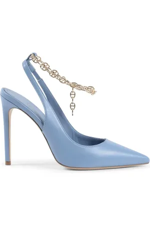 DEE OCLEPPO Chain Slingback Pump Pointed Toe Slingback Heels Women - Sky
