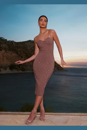 Quiz Rhinestone Bodycon Midi Dress