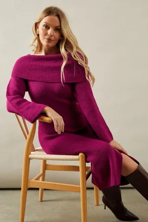 wallis Bardot Midi Knitted Jumper Dress