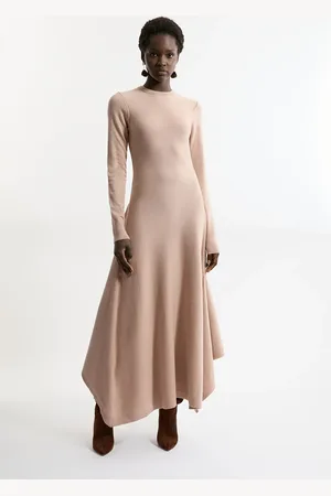 Karen Millen Petite Wool Look Hanky Hem Maxi Knit Dress