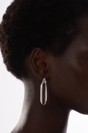 Karen Millen Hand Set European Crystal Ellipse Drop Earrings