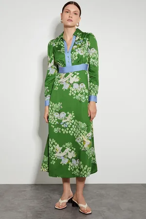 Monsoon Jennifer Long Sleeve Floral Print Midi Dress