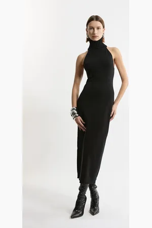Karen Millen Sleeveless Viscose Blend Roll Neck Knit Maxi Dress