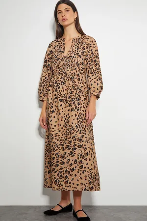 Monsoon Raife Leopard Print Tie Midi Dress