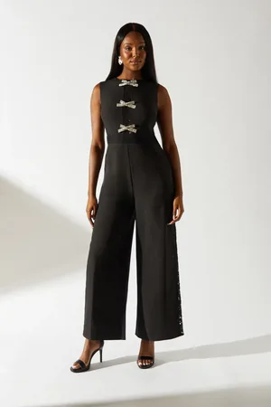 Coast Diamante Bow Detail Sleeveless Crepe Jumpsuit