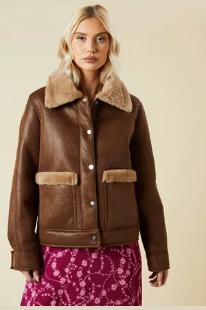 Dorothy Perkins Faux Fur Detail Aviator Jacket