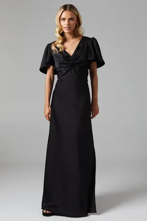 Oasis Petite Twist Front Angel Sleeve Maxi Bridesmaids Dress